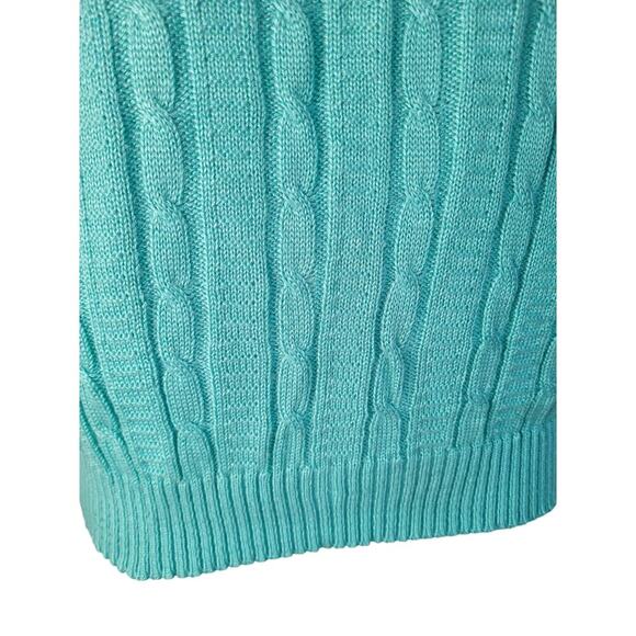 Vintage Turquoise Cable Knit Sweater Womens Sleeveless Sz M - Picture 4 of 5